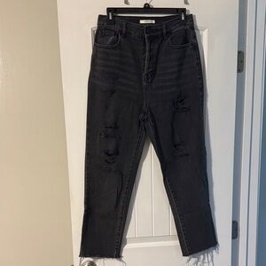 PacSun Women's Black Distressed Boyfriend Jeans
